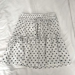 White with black polka dots tiered skirt medium